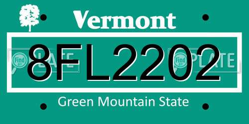 8FL2202 Vermont License Plate