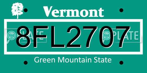 8FL2707 Vermont License Plate