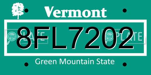 8FL7202 Vermont License Plate