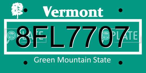 8FL7707 Vermont License Plate