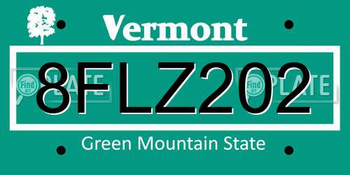 8FLZ202 Vermont License Plate