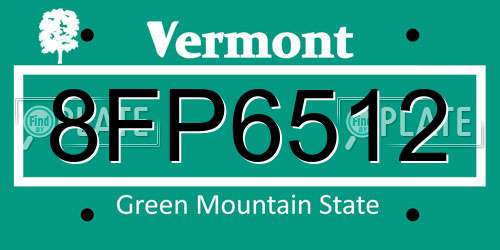 8FP6512 Vermont License Plate