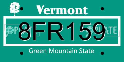 8FR159 Vermont License Plate