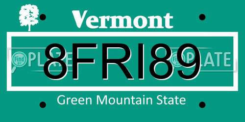 8FRI89 Vermont License Plate