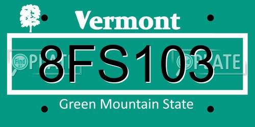 8FS103 Vermont License Plate