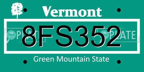 8FS352 Vermont License Plate
