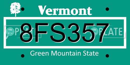 8FS357 Vermont License Plate