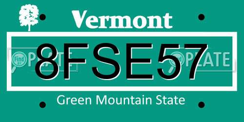 8FSE57 Vermont License Plate