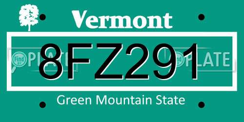8FZ291 Vermont License Plate
