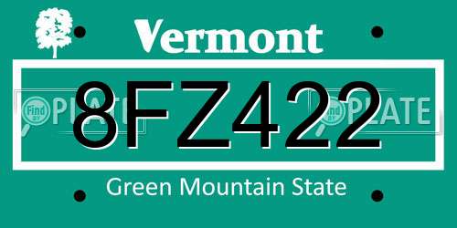 8FZ422 Vermont License Plate