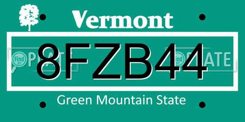 8FZB44 Vermont License Plate
