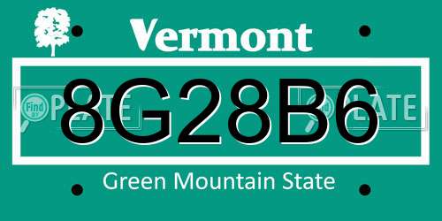 8G28B6 Vermont License Plate