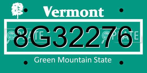 8G32276 Vermont License Plate