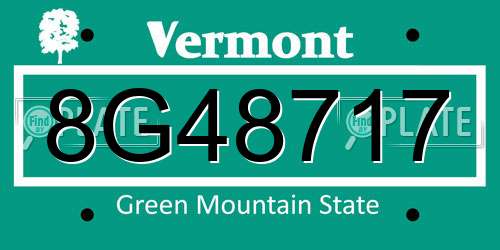 8G48717 Vermont License Plate