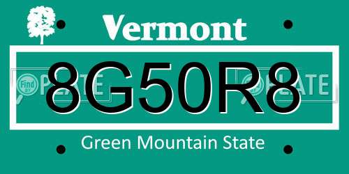 8G50R8 Vermont License Plate