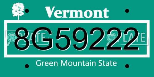 8G59222 Vermont License Plate