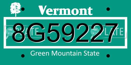 8G59227 Vermont License Plate