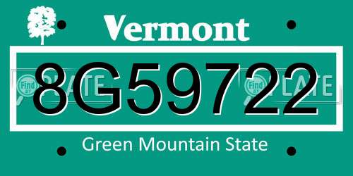 8G59722 Vermont License Plate