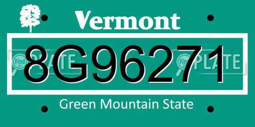 8G96271 Vermont License Plate