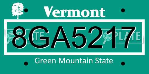8GA5217 Vermont License Plate