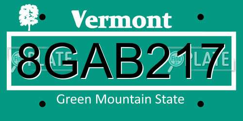 8GAB217 Vermont License Plate