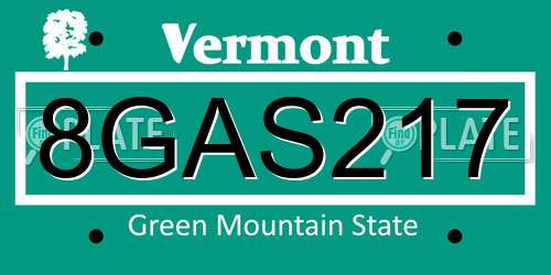 8GAS217 Vermont License Plate