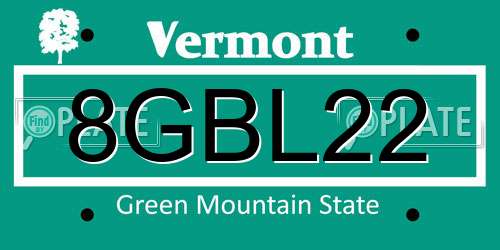 8GBL22 Vermont License Plate