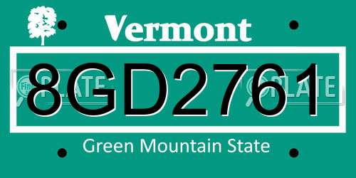 8GD2761 Vermont License Plate