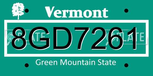 8GD7261 Vermont License Plate