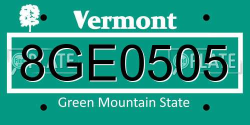 8GE0505 Vermont License Plate