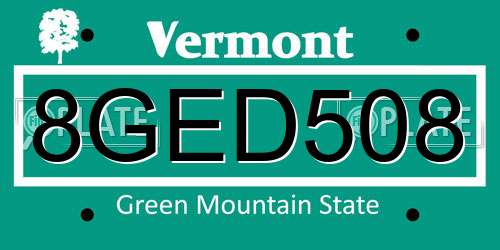 8GED508 Vermont License Plate