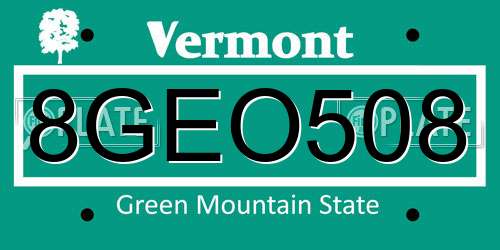 8GEO508 Vermont License Plate