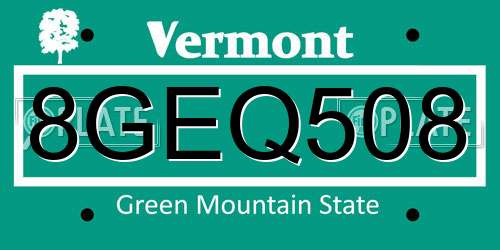 8GEQ508 Vermont License Plate