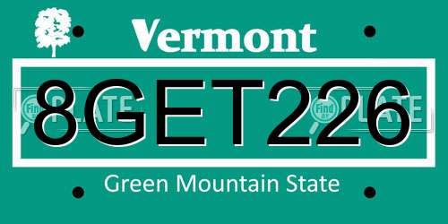 8GET226 Vermont License Plate
