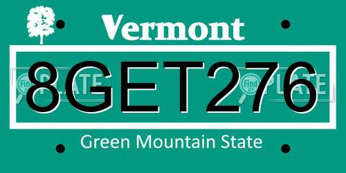 8GET276 Vermont License Plate