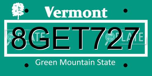 8GET727 Vermont License Plate
