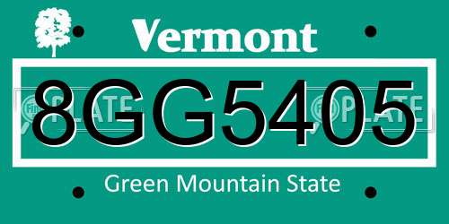 8GG5405 Vermont License Plate