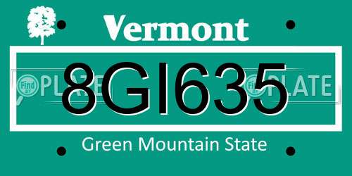 8GI635 Vermont License Plate