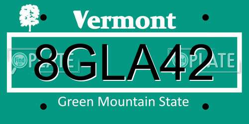 8GLA42 Vermont License Plate