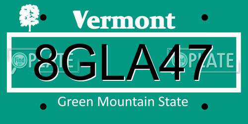8GLA47 Vermont License Plate