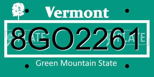 8GO2261 Vermont License Plate
