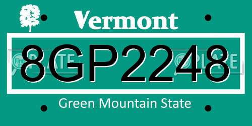 8GP2248 Vermont License Plate