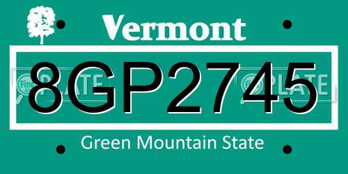 8GP2745 Vermont License Plate