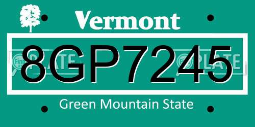 8GP7245 Vermont License Plate