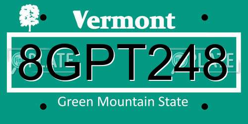 8GPT248 Vermont License Plate