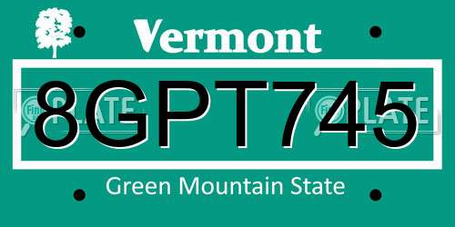 8GPT745 Vermont License Plate