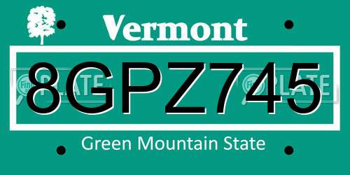 8GPZ745 Vermont License Plate