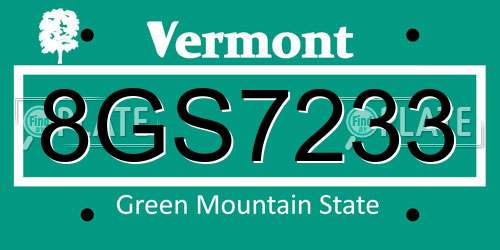 8GS7233 Vermont License Plate