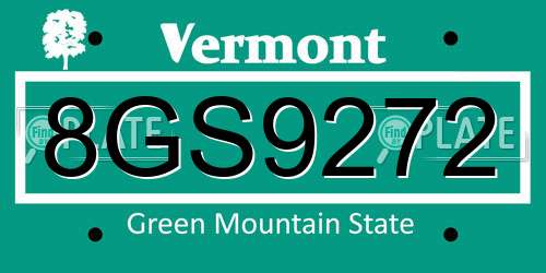 8GS9272 Vermont License Plate