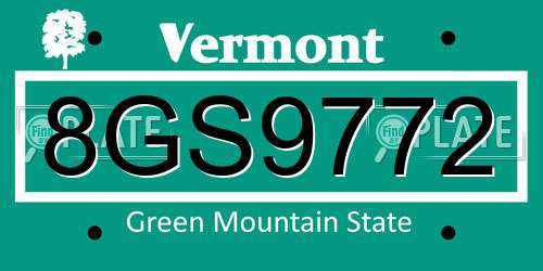 8GS9772 Vermont License Plate
